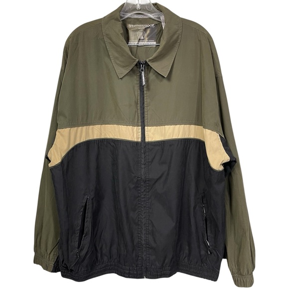 Weatherproof Performance Jacket Navy/Green Full Zip Men's Size XL Wind Resistant - Picture 1 of 13